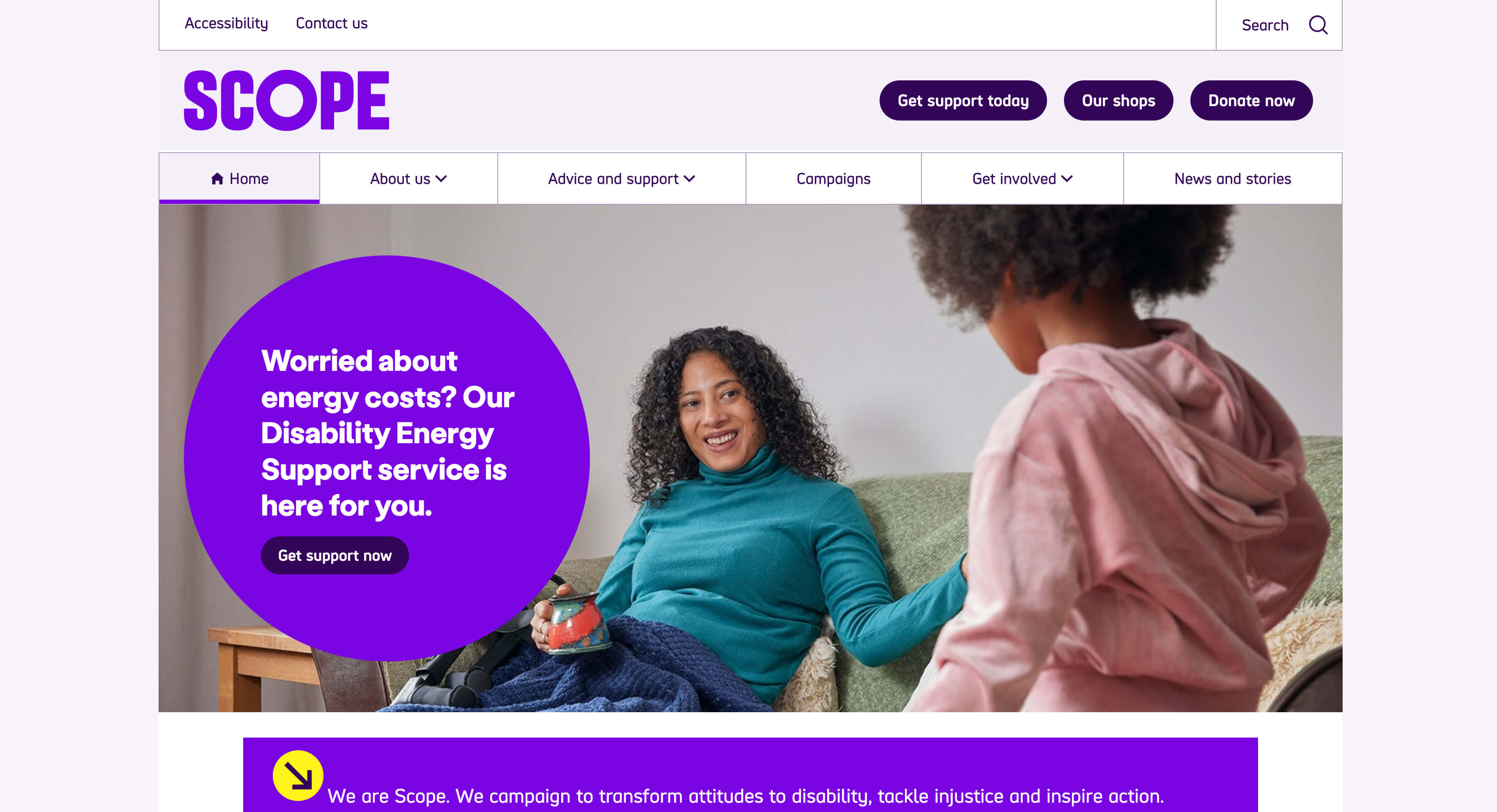 Screenshot from the Scope website, which can be fully navigated with a keyboard or screen reader.