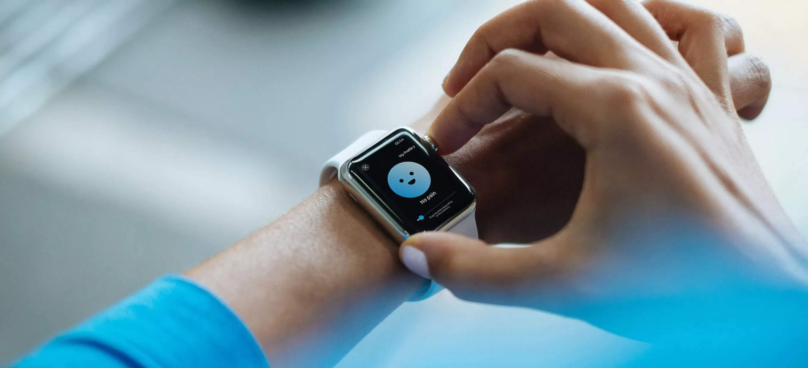 Apple Watch displaying a patient health app showcases the innovative healthcare application development services