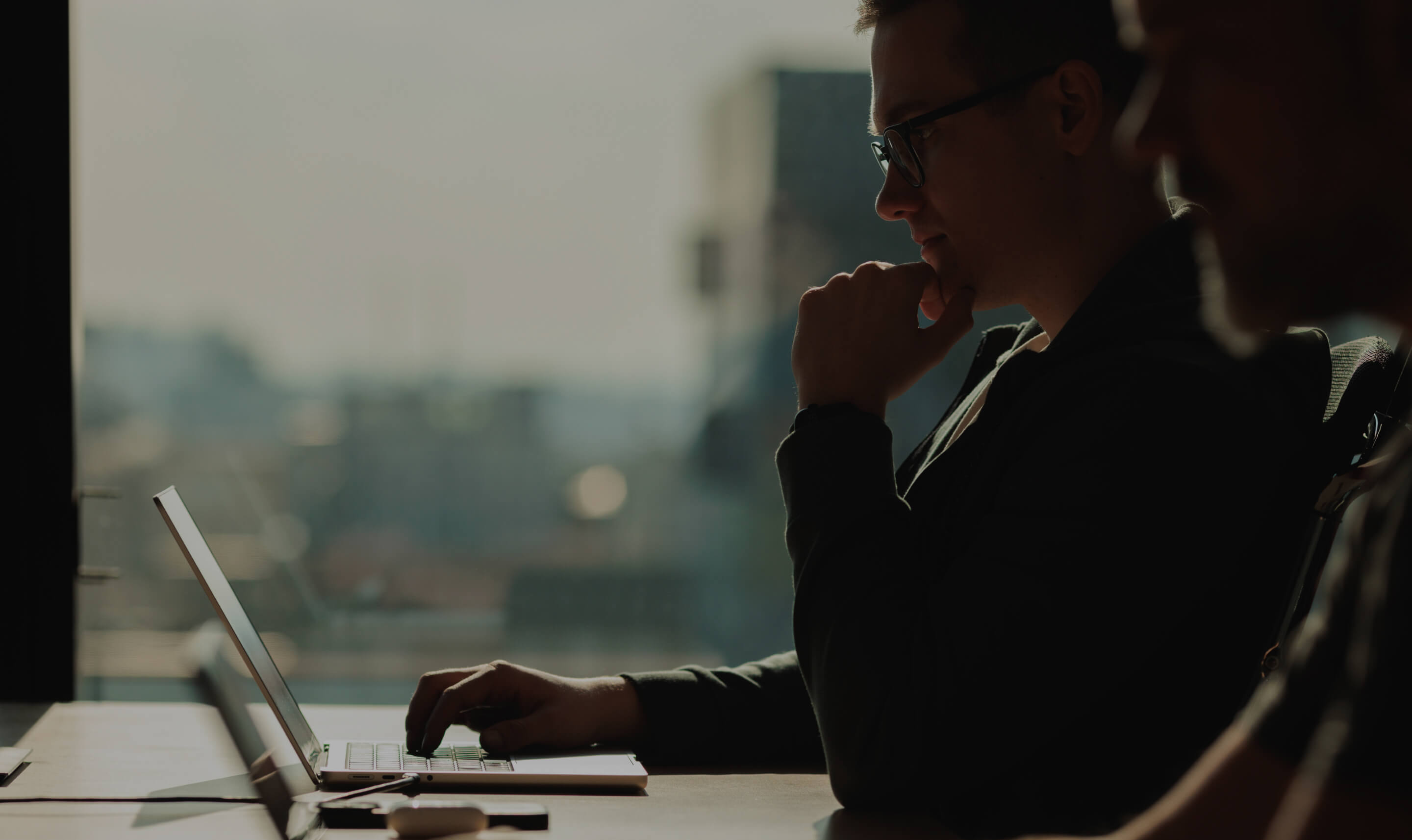Two web developers working on enterprise software development services